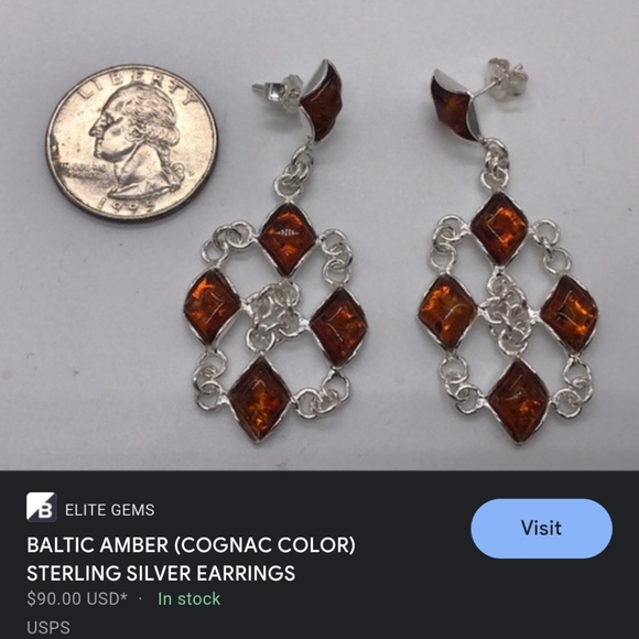 Baltic Amber Chandelier Earrings Sterling Silver - Picture 11 of 11